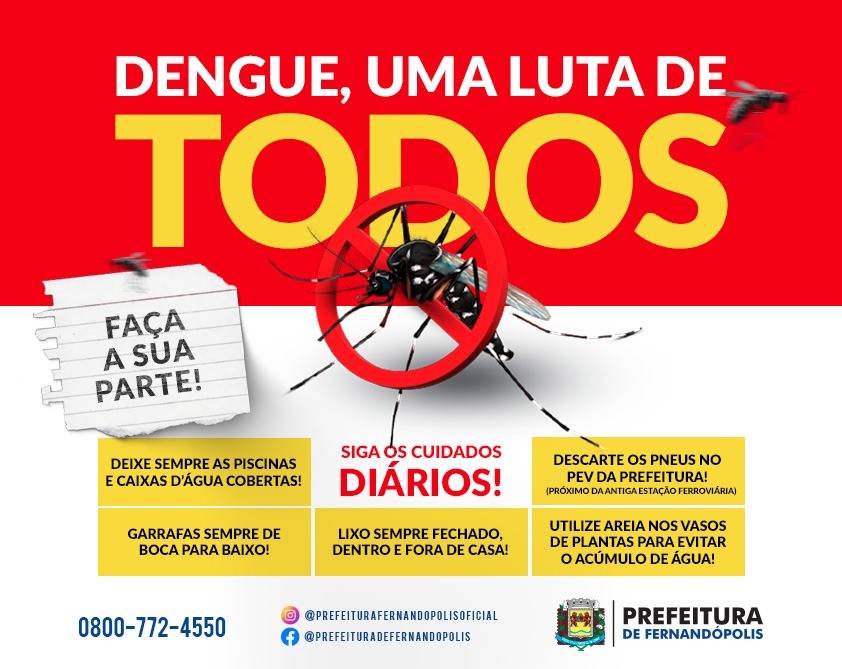 Saúde alerta: em período chuvoso atenção deve ser redobrada para evitar a Dengue