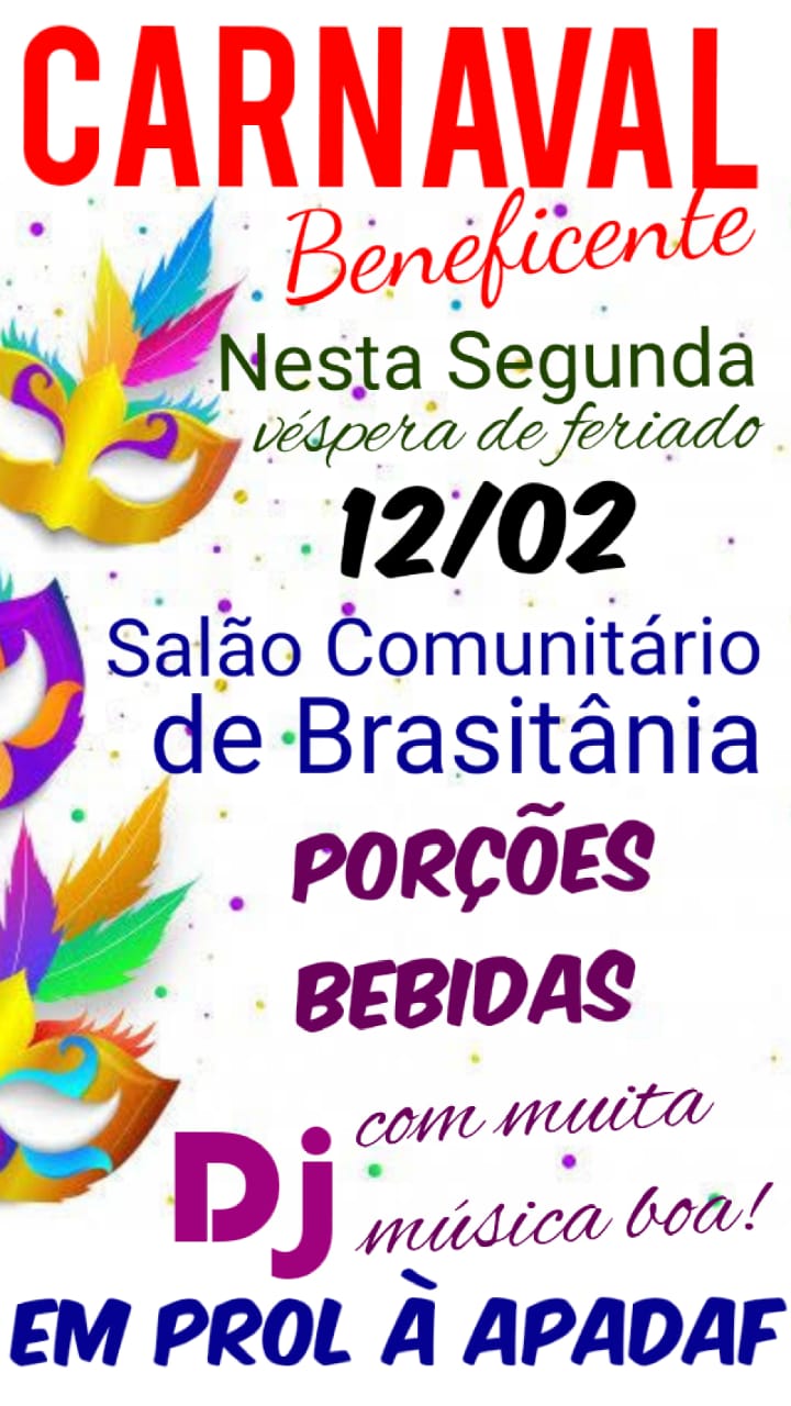 Brasitânia realiza carnaval beneficente em prol à APADAF hoje, 12-02-2024