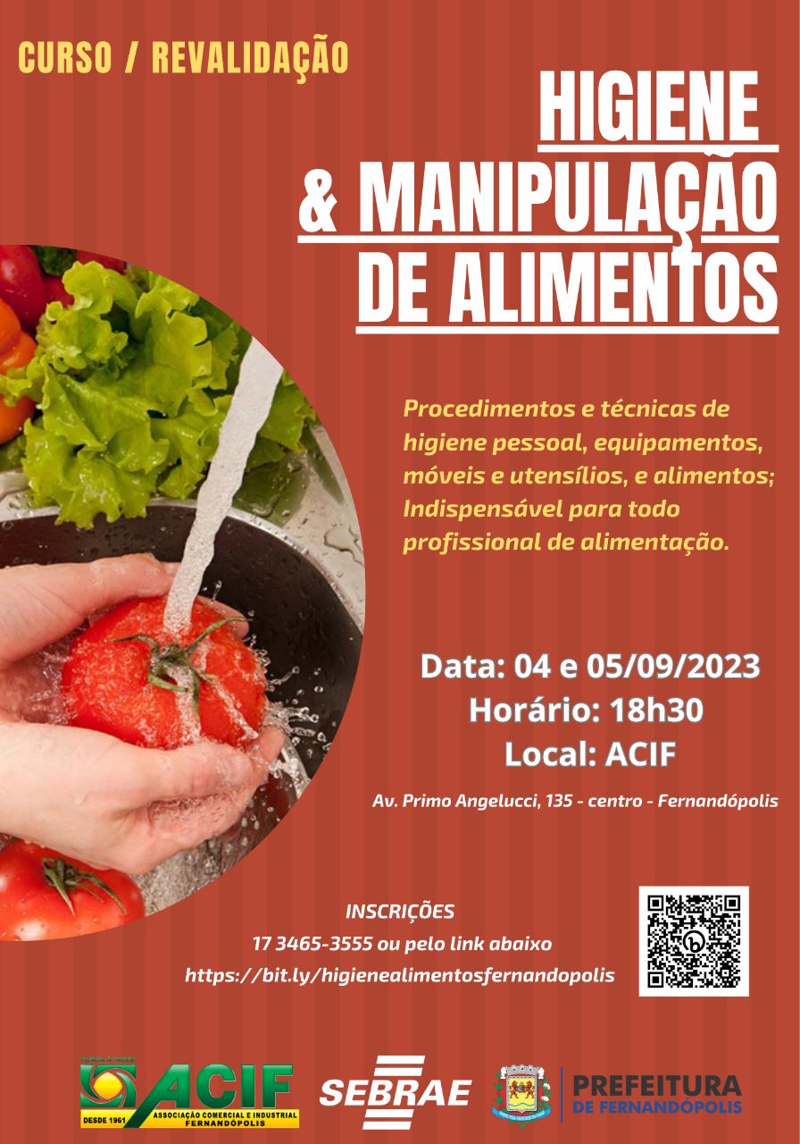 Sebrae Fernandópolis abre vagas para curso de Higiene e Manipulação de Alimentos