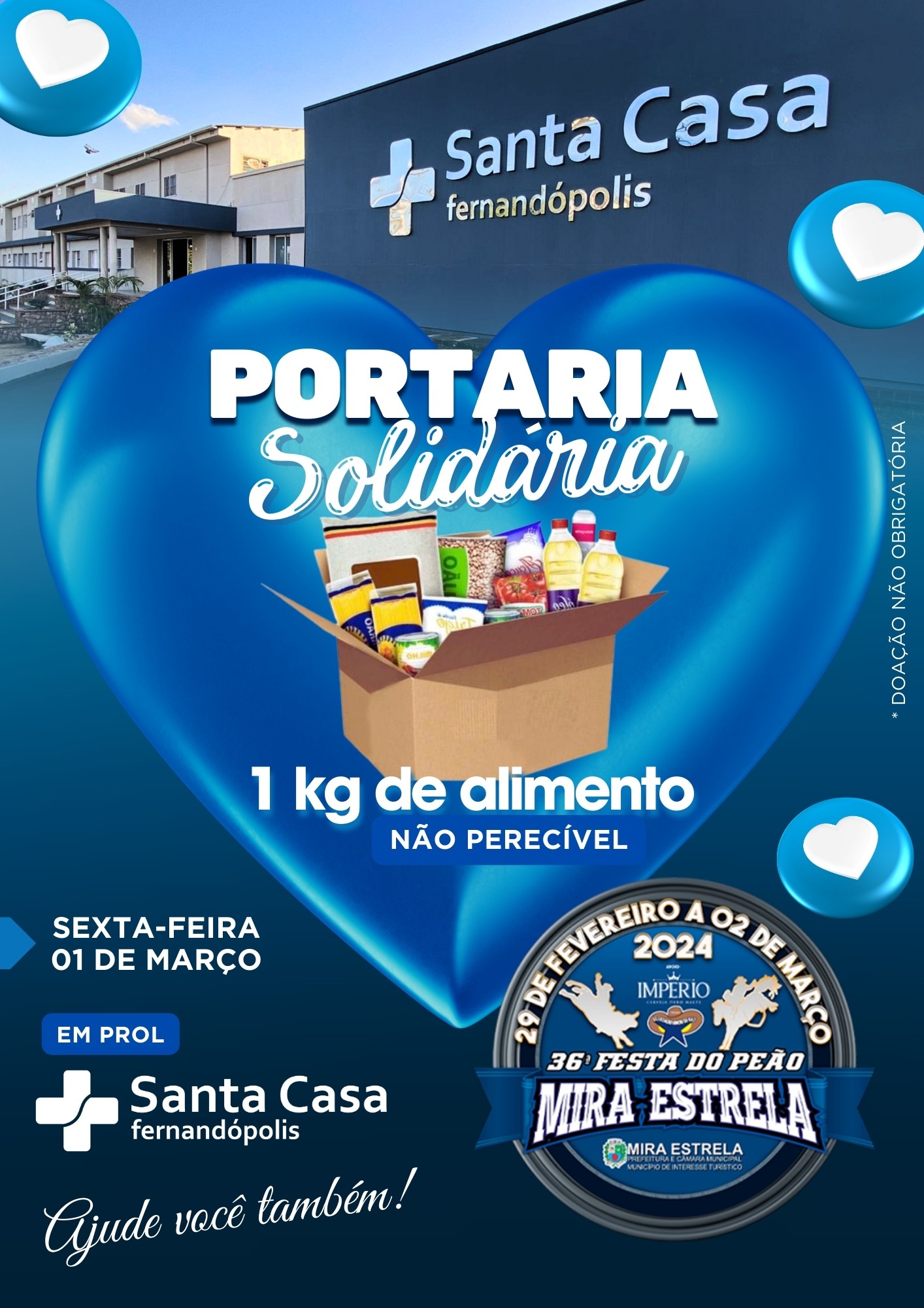 Portaria Solidária na 36ª Festa do Peão de Mira Estrela que começa amanhã 29-02-2024