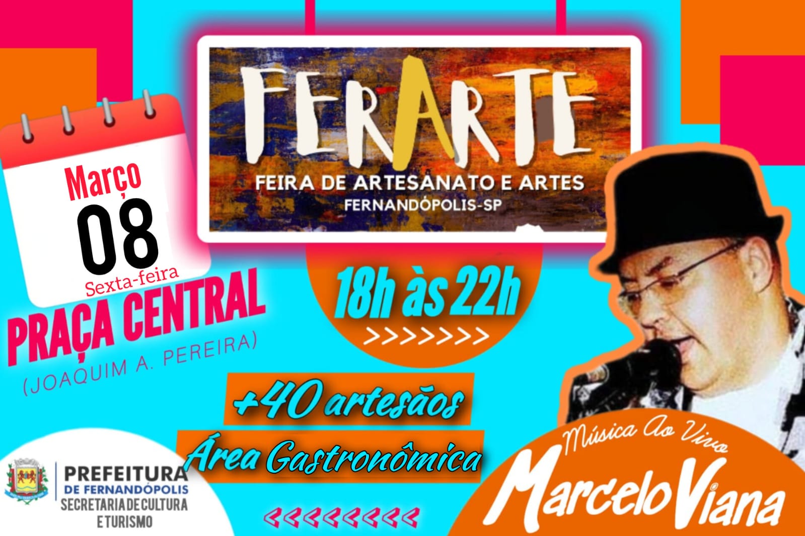 FerArte acontece hoje, sexta-feira, 08, na Praça Central de Fernandópolis