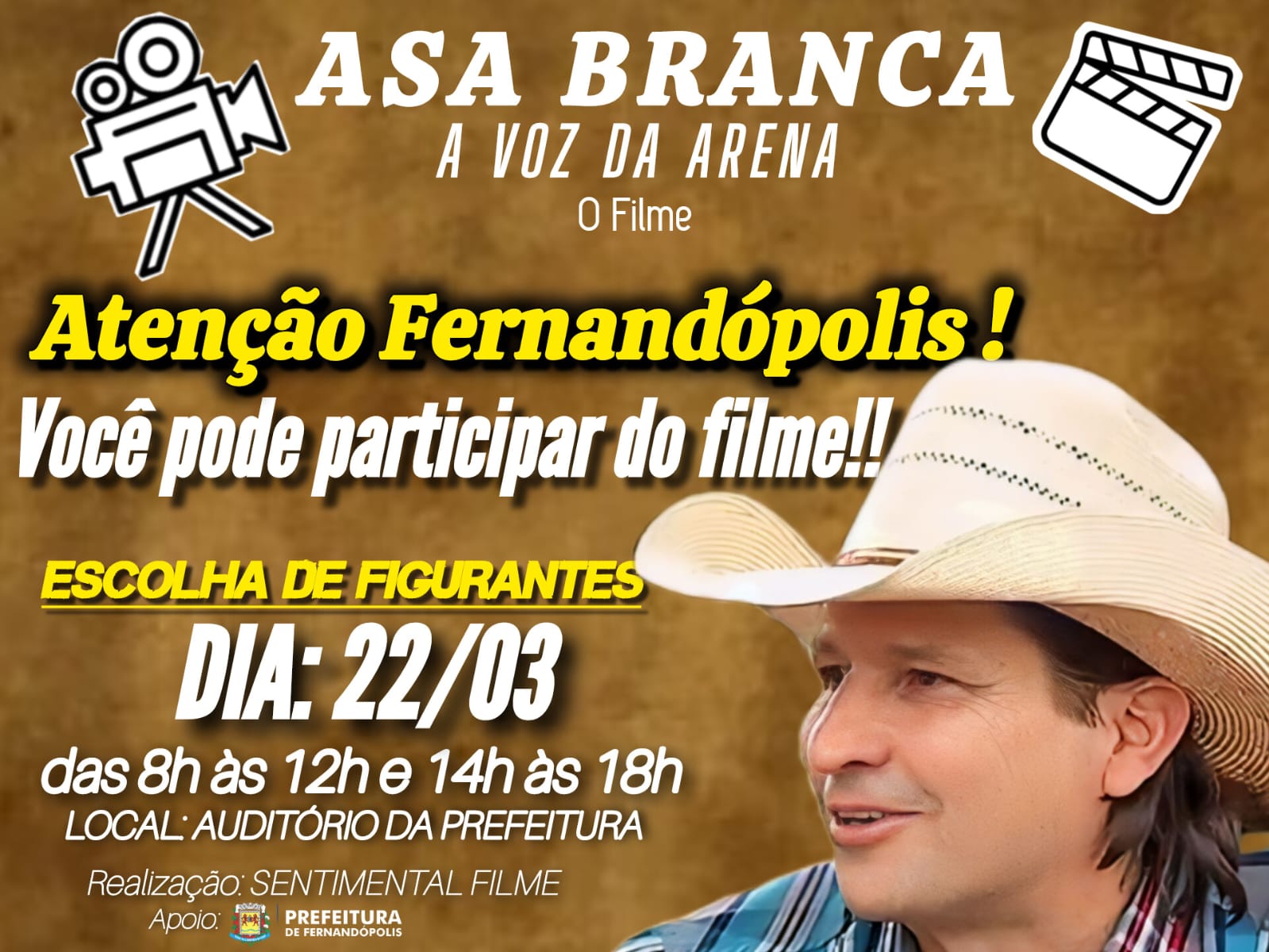 CINEMA: Produtora Sentimental seleciona figurantes para longa-metragem ‘Asa Branca a Voz da Arena’