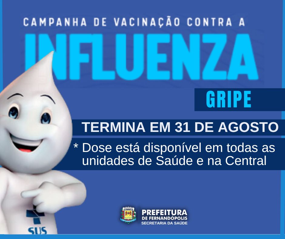 Campanha de Vacinação contra a gripe termina no dia 31 de agosto