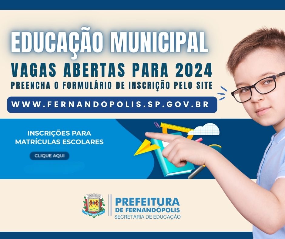 Vagas para 2024 estão abertas na Rede Municipal de Educação