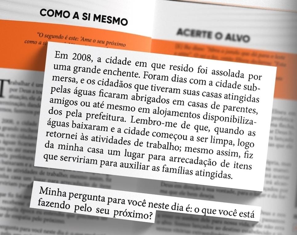 Livro devocional escrito há cerca de 1 ano, registra na página do dia 10 de maio, as enchentes em Santa Catarina e emociona leitores