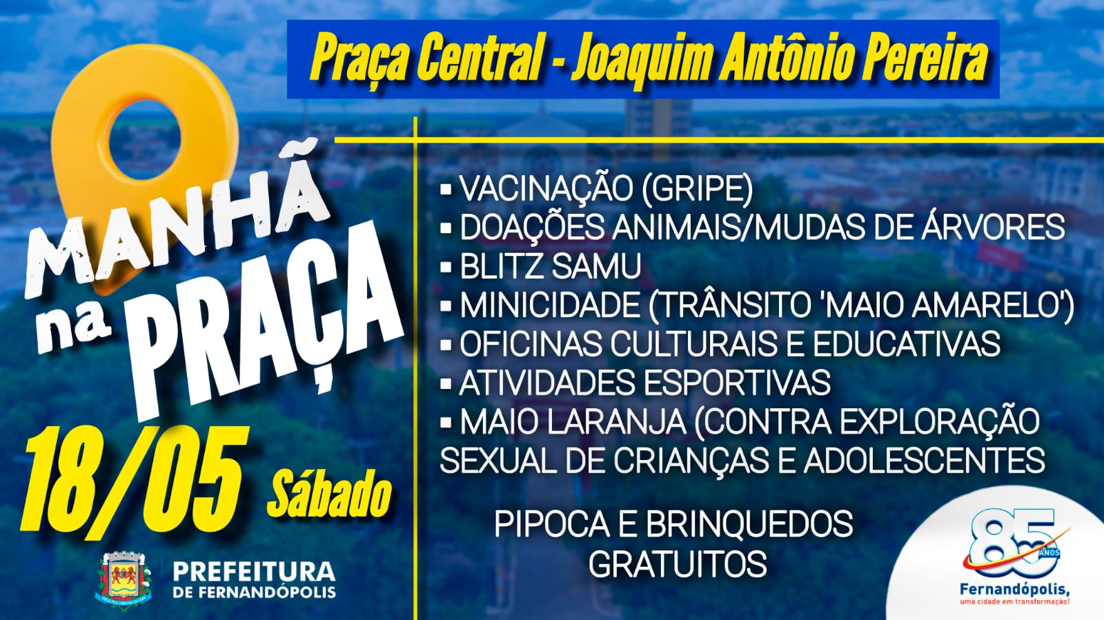 Vacinação contra a gripe acontece neste sábado, dia 18, no evento ‘Manhã na Praça’