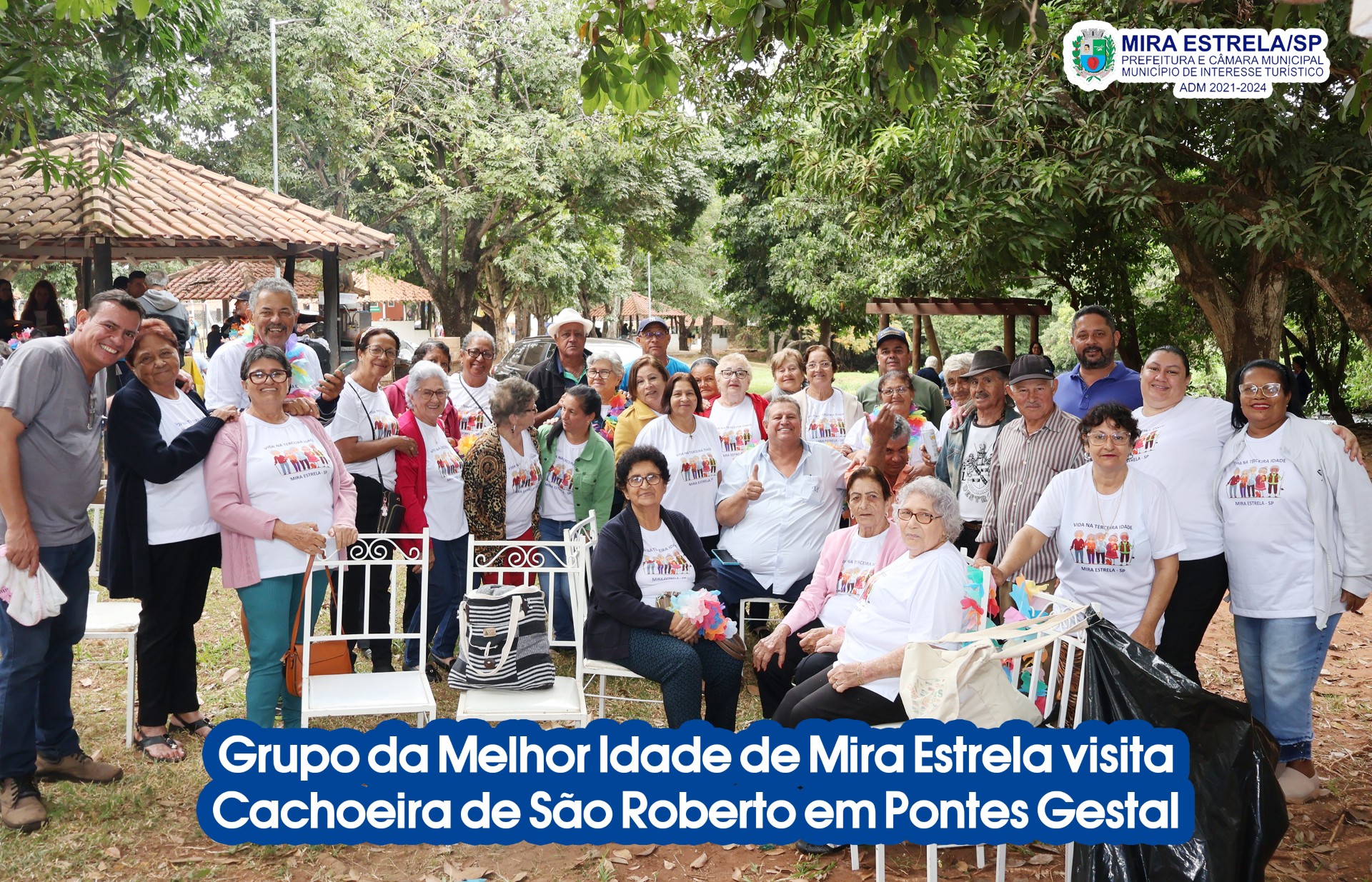 Grupo da Melhor Idade de Mira Estrela visita Cachoeira de São Roberto em Pontes Gestal