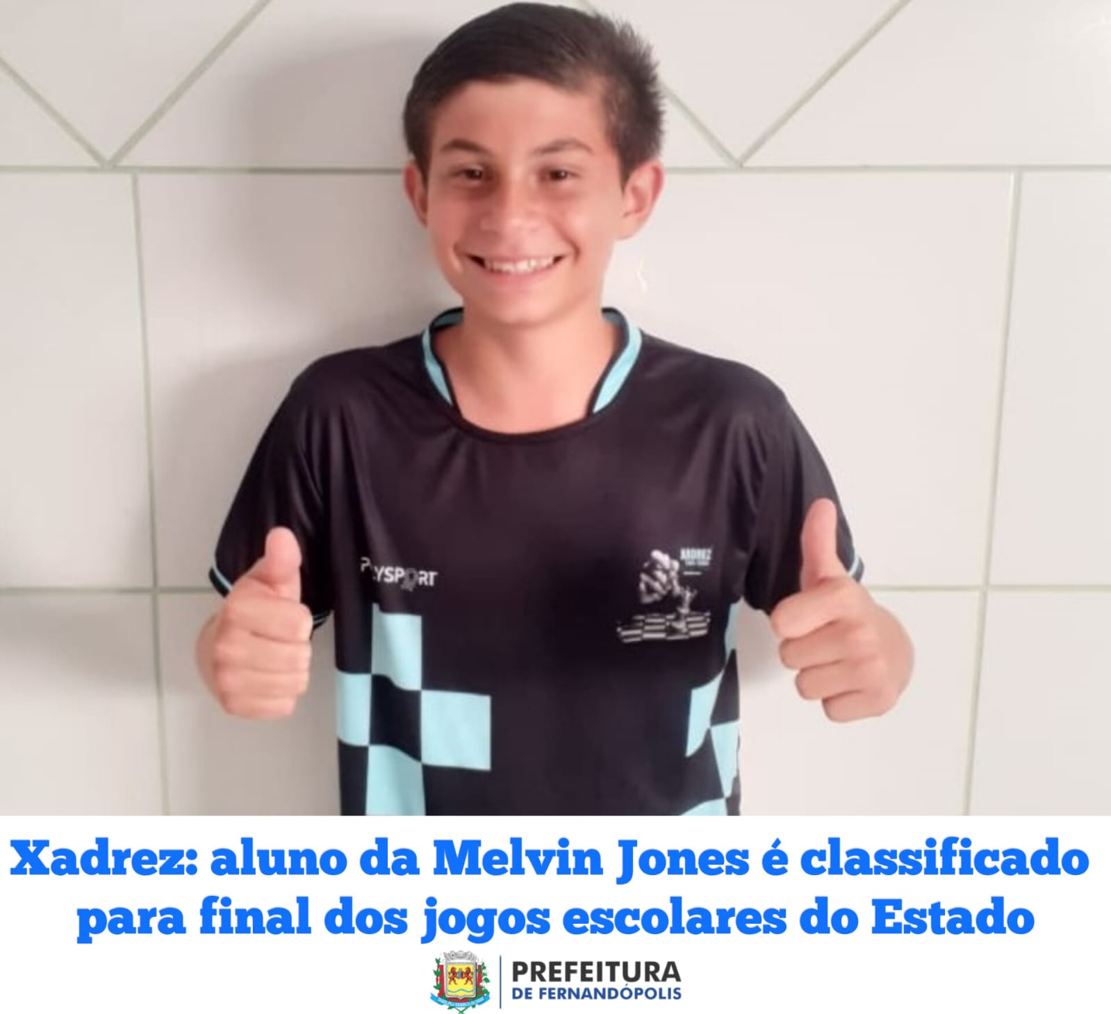 Xadrez: aluno da Melvin Jones é classificado para final dos jogos escolares do Estado