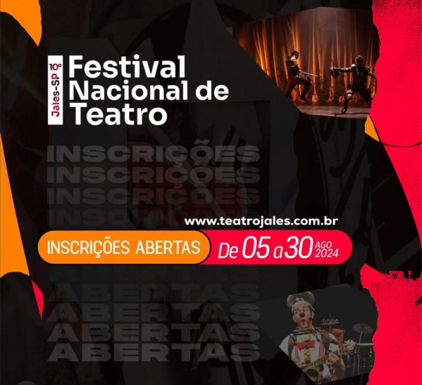 Estão abertas as inscrições para a 10ª edição do Festival Nacional de Teatro de Jales