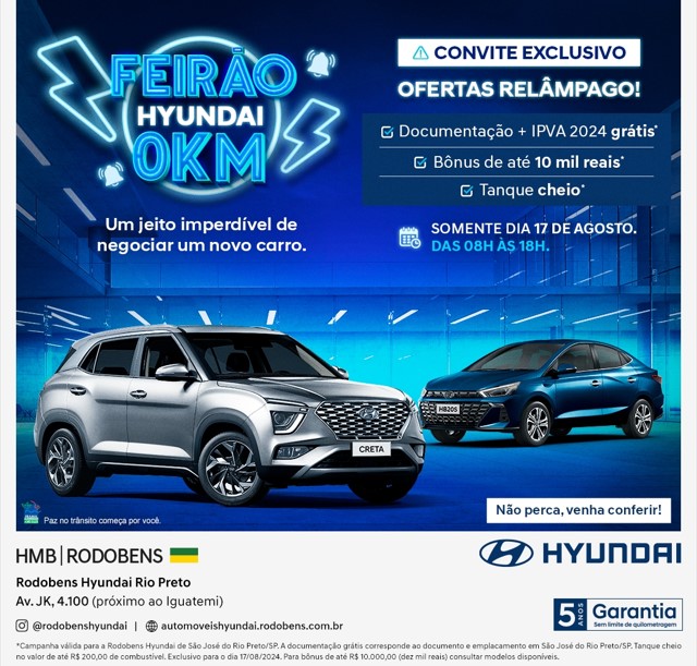 Rodobens realiza Mega Feirão Hyundai em São José do Rio Preto