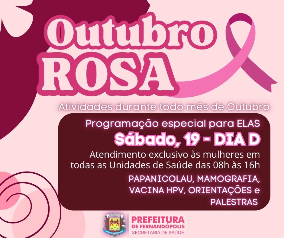 Outubro Rosa’ é comemorado com diversas ações voltadas às mulheres