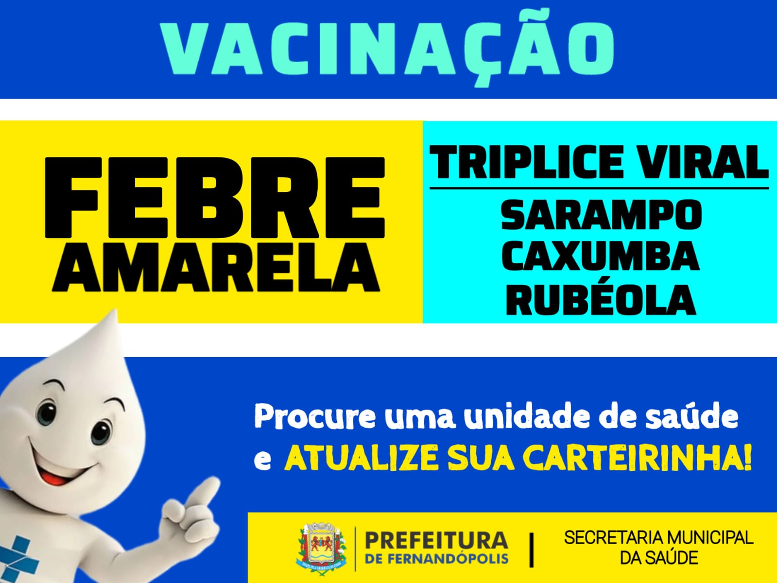 Saúde alerta sobre a importância da Vacinação contra o sarampo e febre amarela