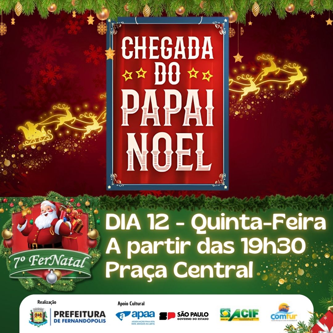 Chegada do Papai Noel em Fernandópolis acontece nesta quinta, 12