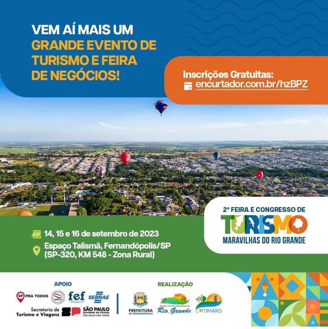 2º Congresso de Turismo começa nesta quinta, 14, em Fernandópolis