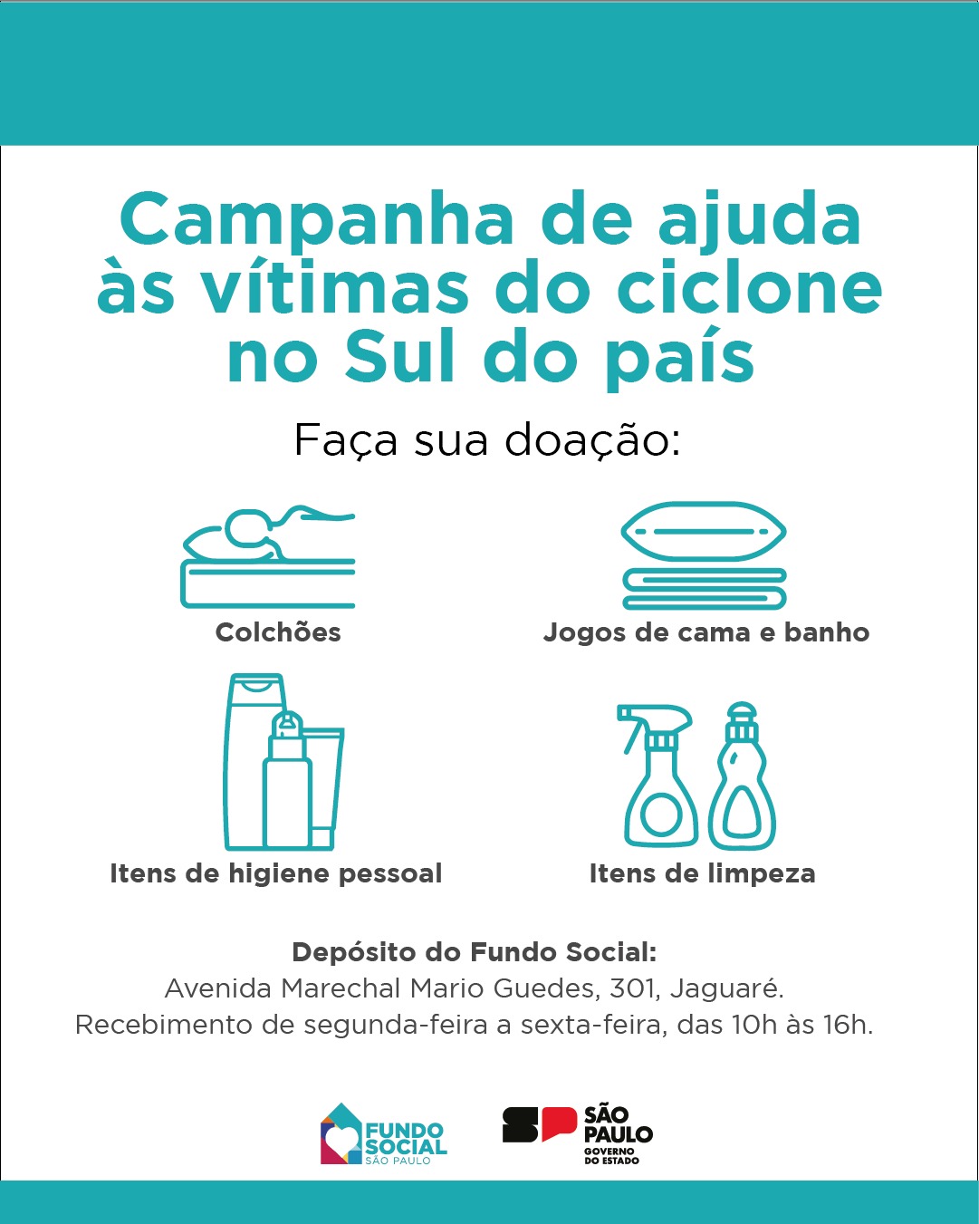 Fundo Social de SP faz campanha para ajudar vítimas de ciclone no RS