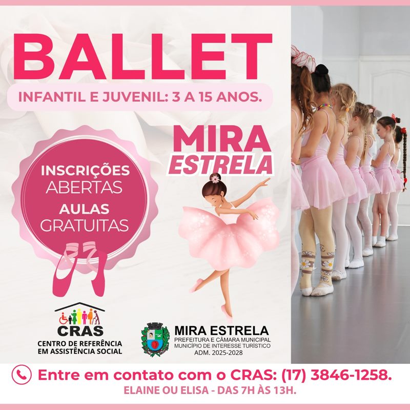 CRAS de Mira Estrela abre inscrições para aulas gratuitas de ballet