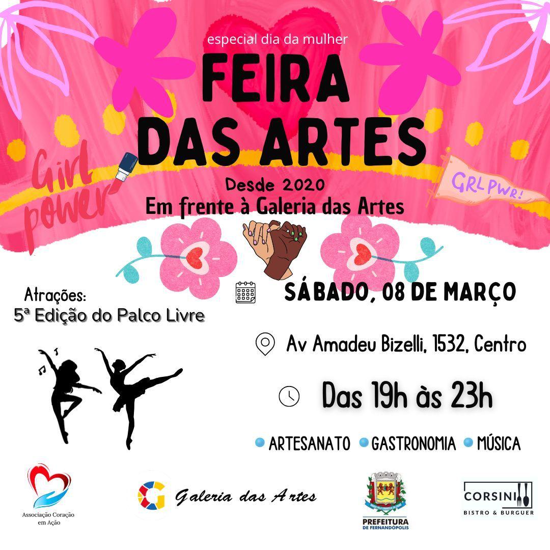 Feira das Artes celebra o Dia Internacional da Mulher com arte, gastronomia e música