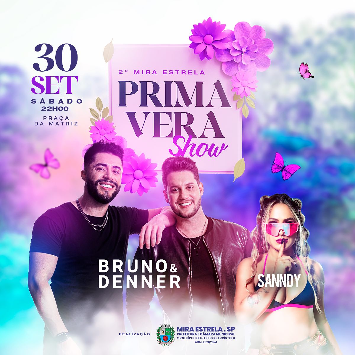 Neste sabado, 30 de setembro, Mira Estrela terá Bruno & Denner e a Dj Sanndy agitando a galera no 2º Mira Estrela Primavera Show 