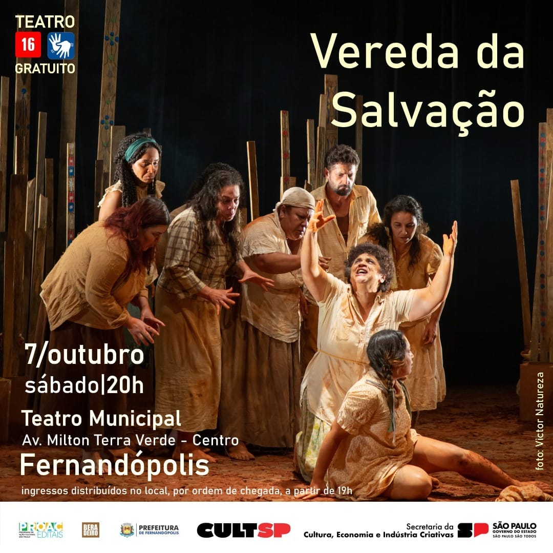 ‘Vereda da Salvação’ é atração deste sábado, 07, no Teatro Municipal