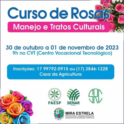 Vem aí o Curso de Rosas - Manejo e Tratos Culturais em Mira Estrela