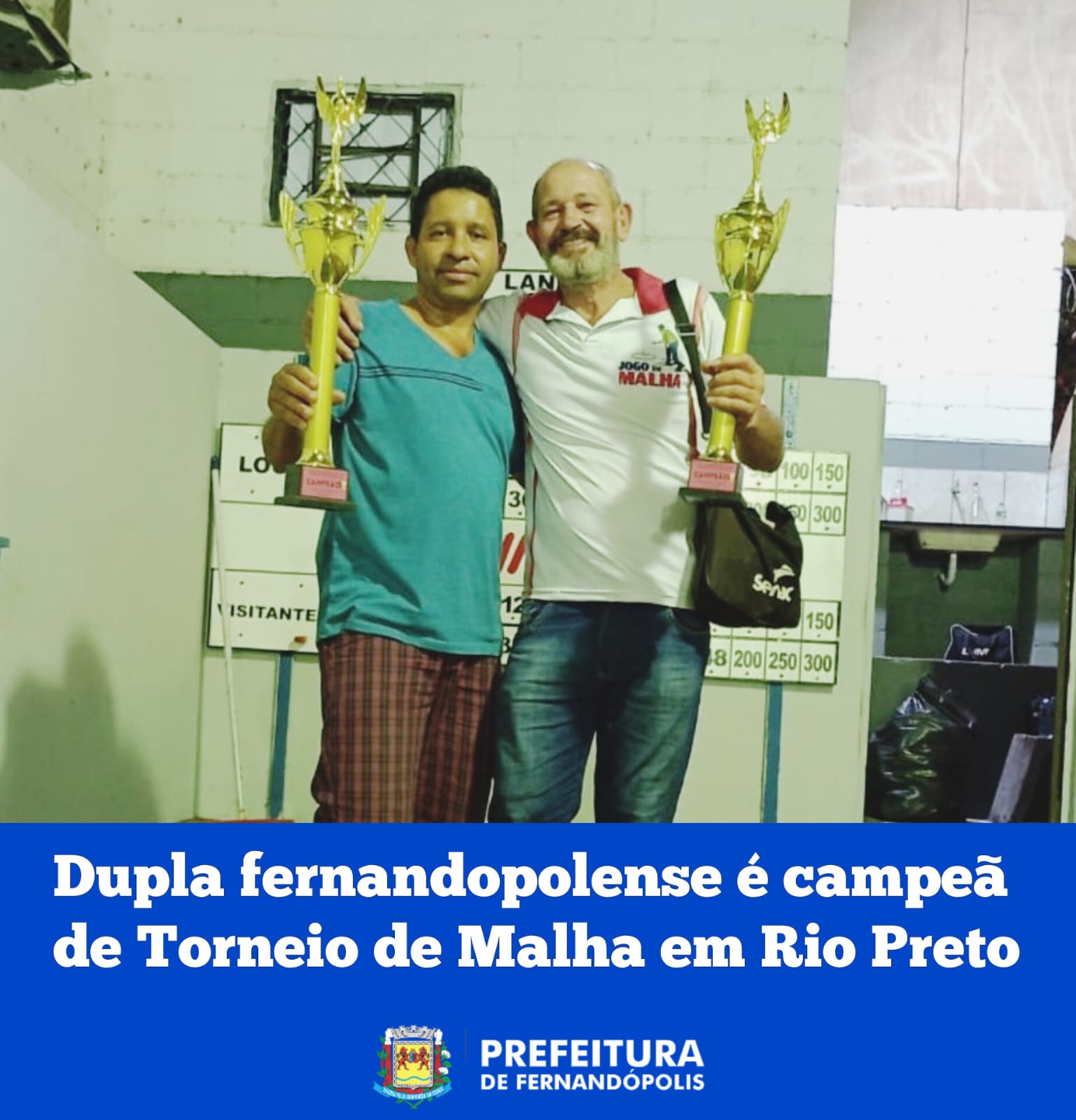 Dupla fernandopolense é campeã de Torneio de Malha em Rio Preto