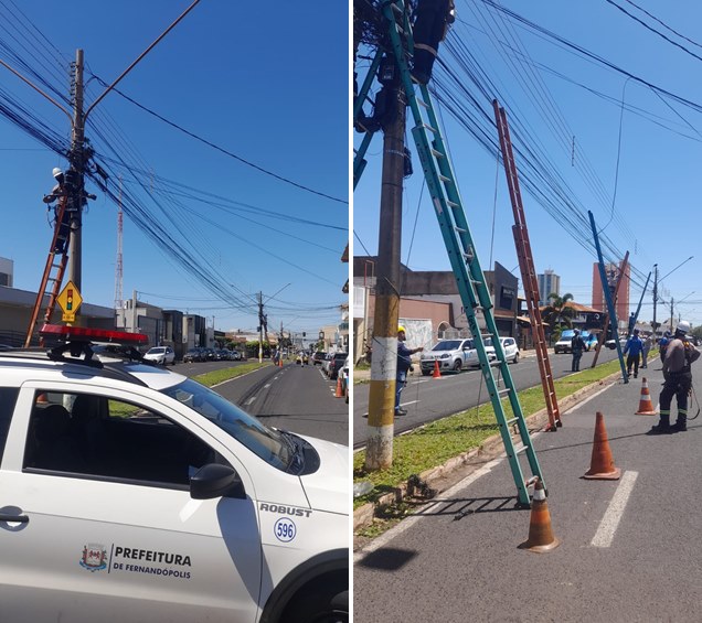 Empresas de internet iniciam organização de cabos em Fernandópolis