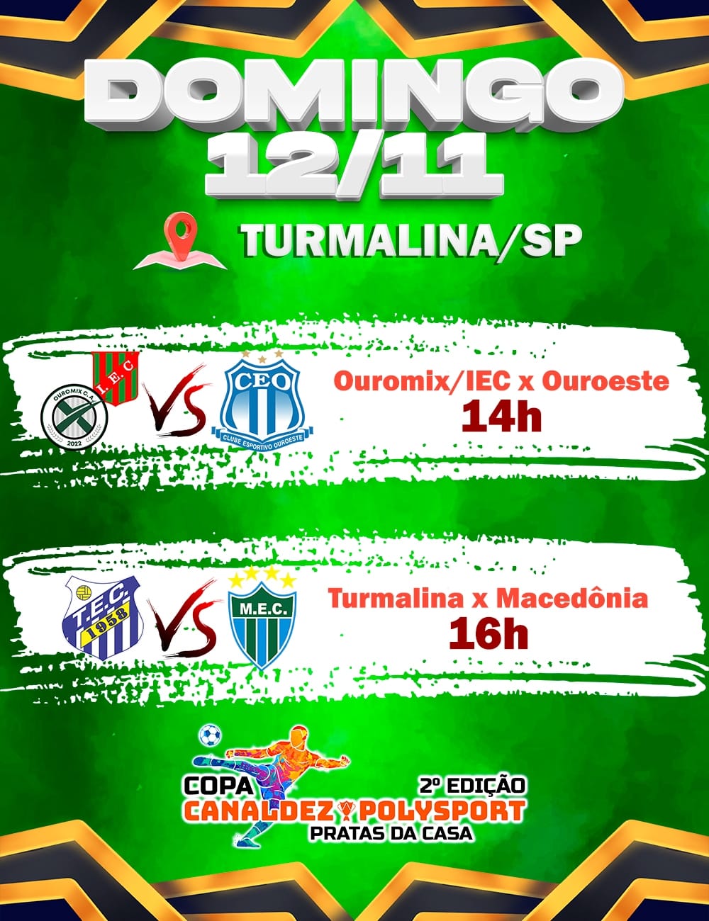 TURMALINA RECEBE DOIS GRANDES JOGOS PELA 2º COPA CANAL DEZ POLYSPORT NESTE DOMINGO 12-11-2023