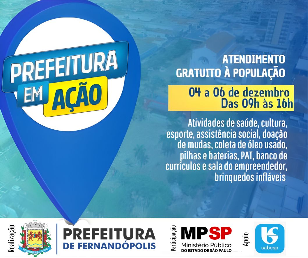 ‘Prefeitura na Praça’ acontece de 04 a 06 de dezembro