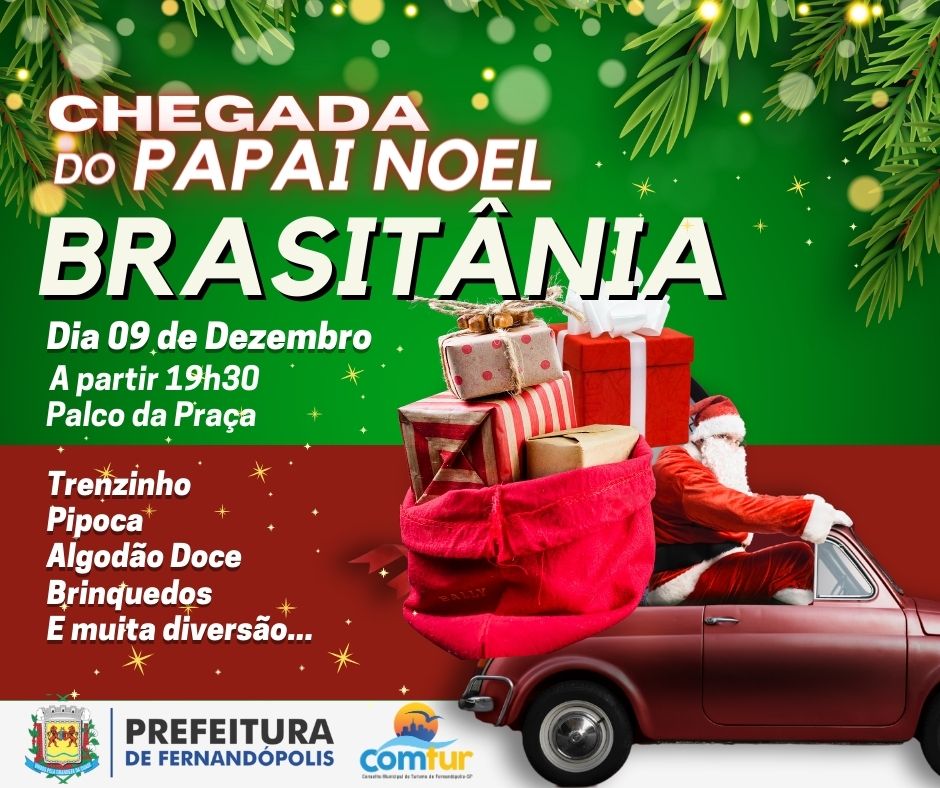 Brasitânia recebe visita do Papai Noel no próximo sábado, 09