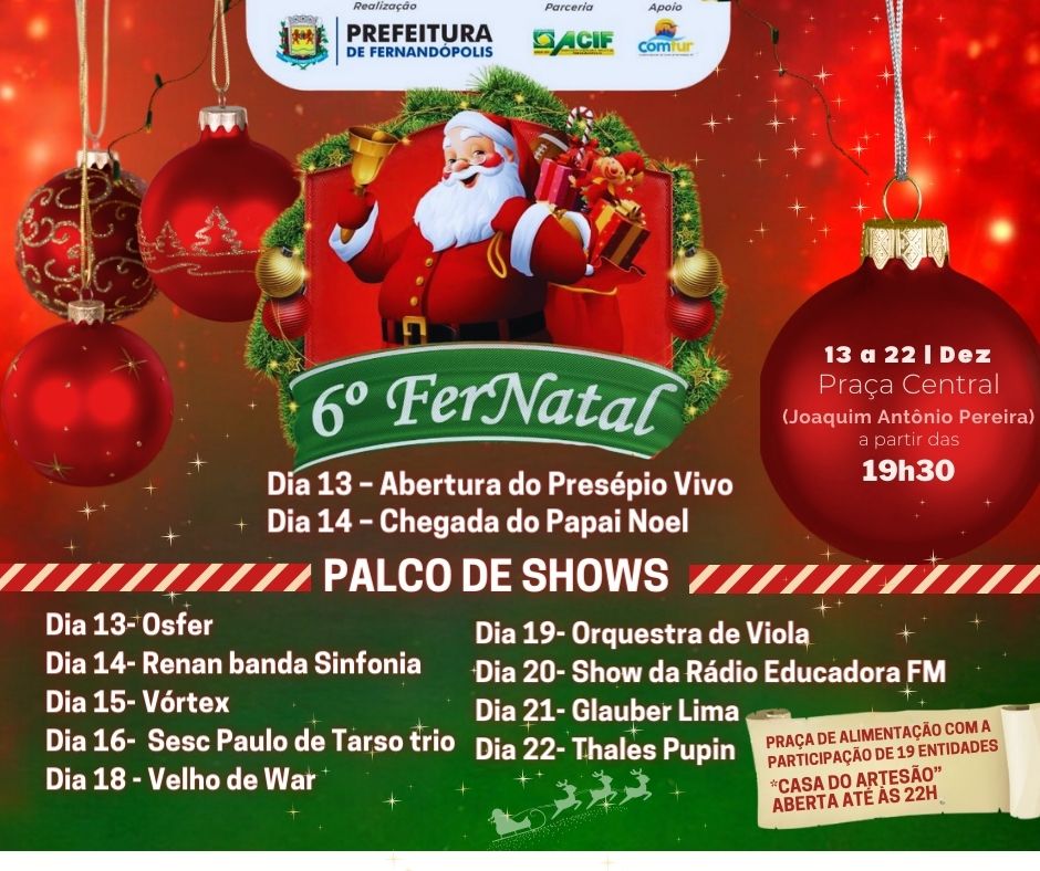 Fernatal começa na próxima quarta, dia 13